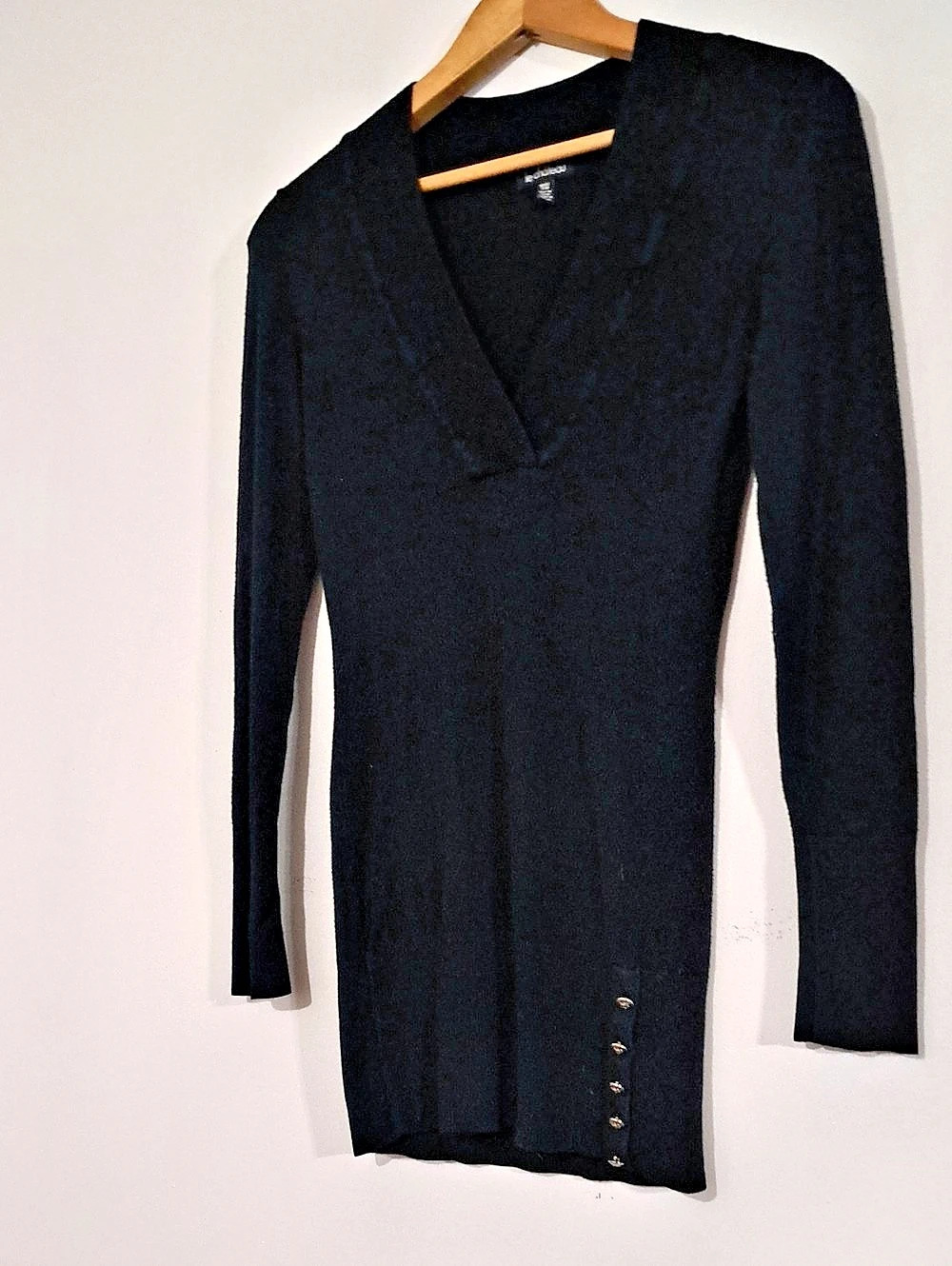 Vintage Y2k Le Chateau Black Long Sleeve Mini Dress